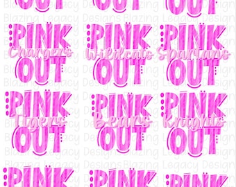 Diseño de mascota y alfabeto de Pink Out: descarga digital / Apoya la concientización sobre el cáncer de mama /