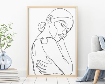 Line Art Portrait Digital Print, Minimalist Print, Modern Art, Apartment Decor, Aesthetic Print, VSCO Room, Instant Download
