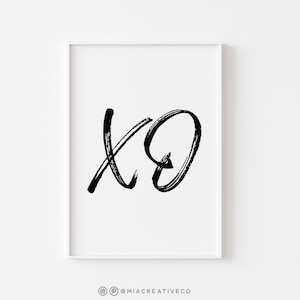 XO Hugs and Kisses Printable Wall Art, Minimalist Modern Decor, Contemporary Home, Instant Download