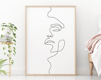 Line Art Portrait Digital Print, Minimalist Print, Modern Art, Apartment Decor, Aesthetic Print, VSCO Room, Instant Download