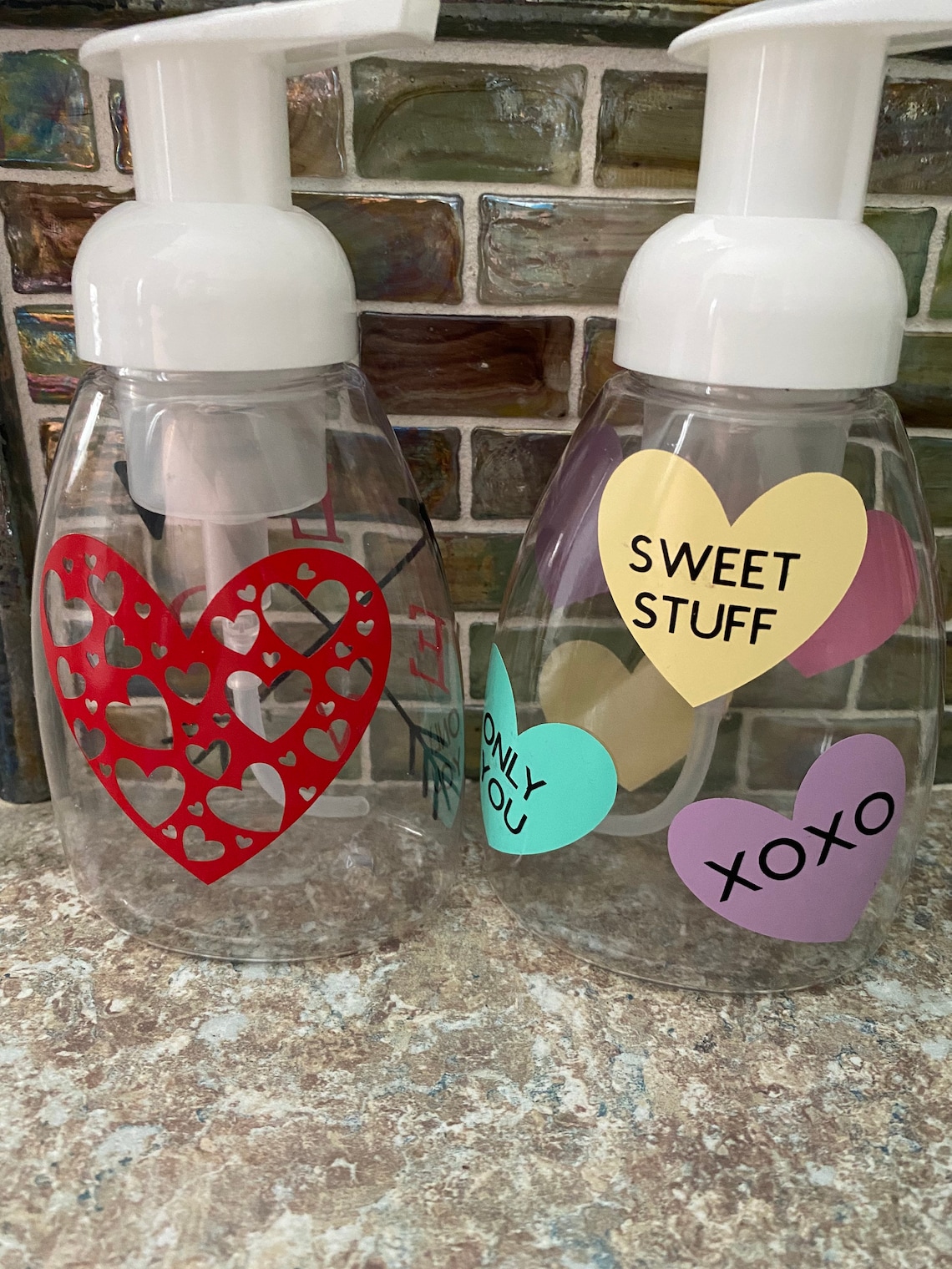 Valentine's Day Soap Dispenser Conversation Hearts Etsy
