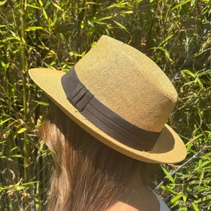 Unisex Dark Tan Panama Authentic Woven Palm Hat, Summer Hat, Beach Hat, Wide Brim Hat