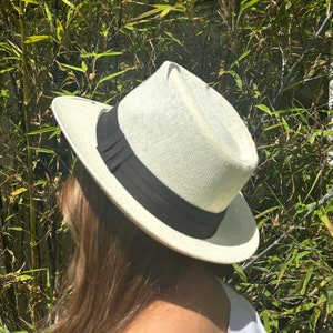 Unisex Beige authentische Panamahut aus gewebter Palme, Sommerhut, Strandhut, Hut mit breiter Krempe