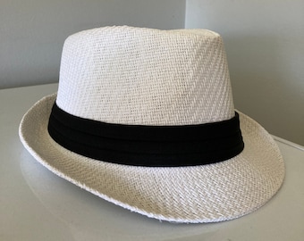 Authentic Woven White Fedora Palm Hat Unisex