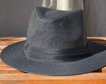 Black Panama Authentic Woven Palm Hat Unisex