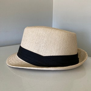 Authentic Woven Beige Khaki Fedora Palm Hat Unisex Adult