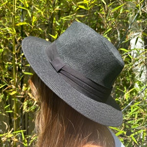 Unisex Black Panama Authentic Woven Palm Hat, Summer Hat, Beach Hat, Wide Brim Hat