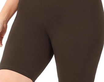 1X 2X 3X Plus Size Women&#39;s Premium Cotton Biker Bike Shorts Leggings