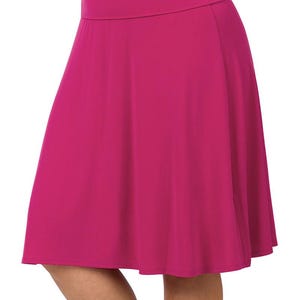 Women&#39;s ITY Buttery Soft Fabric Fold Over A-Line Knee Length Flared Skirt 1X 2X 3X
