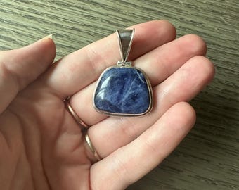 Chunky Sodalite and Sterling Pendant