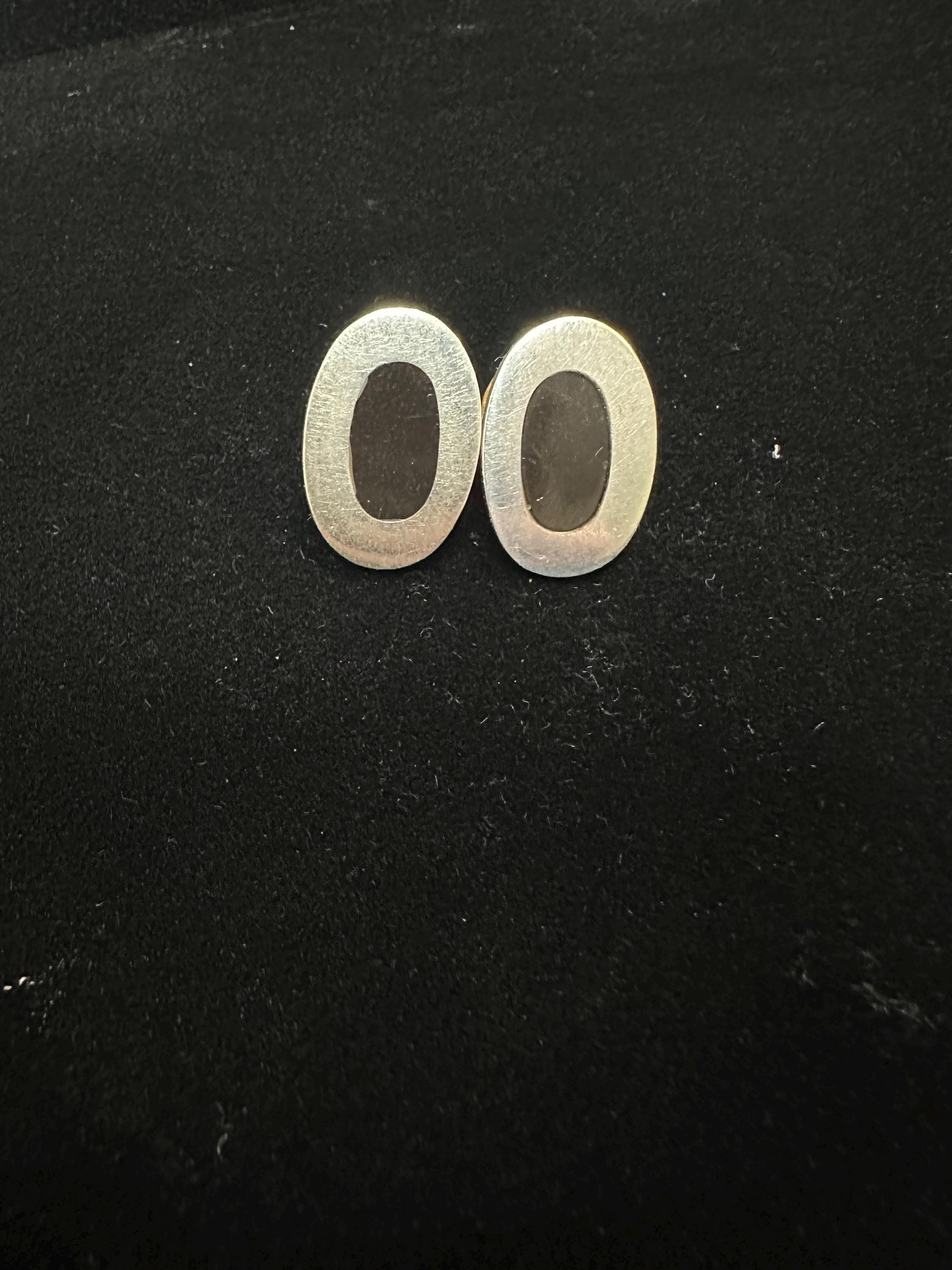 Sterling Silver and Onyx Post Earrings