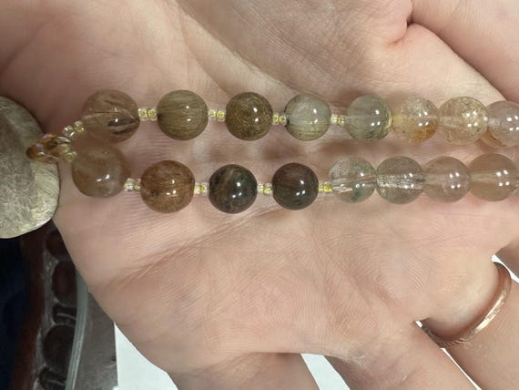 18” Fossil Coral and Rutilated Quartz Necklace - image 5