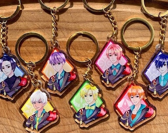 Obey Me! Demon Brothers Portrait Keychain – Glitter Acrylic Charm