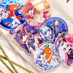 3&quot; Hololive Chibi Pins - Cute Holographic Anime Vtubers - HoloMyth HoloEN HoloJP - Suisei, Korone, Pekora, Gura, Ina, Calliope