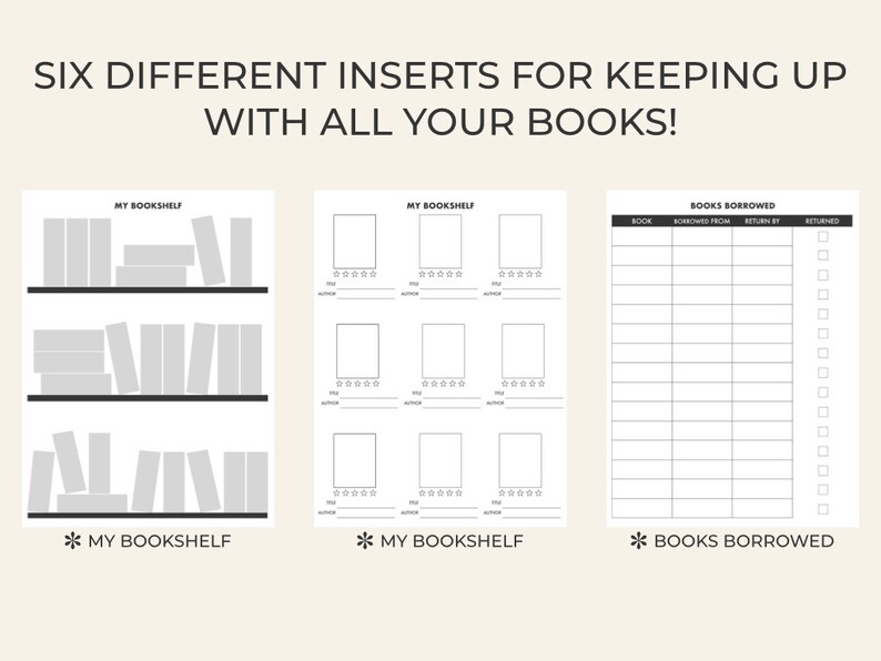 Reading Planner Inserts Book Journal Book Tracker Etsy