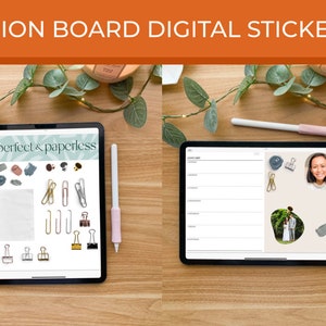 Pegatinas digitales Vision Board / Pegatinas GoodNotes / Elementos GoodNotes / Creador de escenas / Diario de balas / Mood Board / Fotorrealismo
