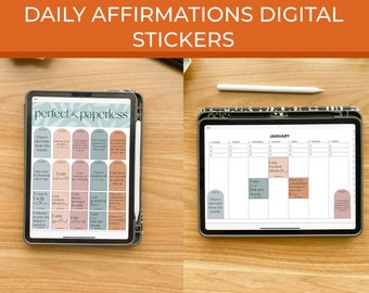 Daily Affirmations Digital Stickers | Neutral Colors | Motivational Quotes | GoodNotes Elements | Inspirational Quote Stickers | Planner