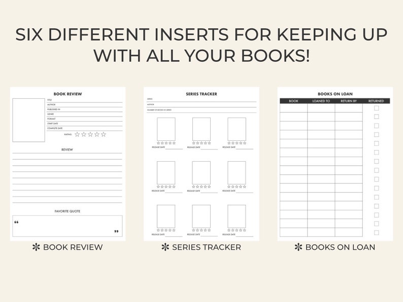 Reading Planner Inserts Book Journal Book Tracker Reading Tracker Planner Inserts Planner Printables PDF PNG GoodNotes image 3