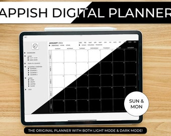 Appish digital planner | 2024 digital planner | landscape planner | dark mode planner | light mode planner | goodnotes | ipad planner | ical