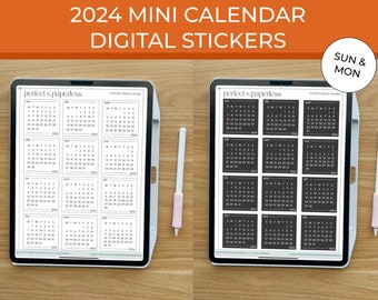 Digital Stickers | Mini Calendar Stickers | GoodNotes Elements | 2024 Stickers | iPad Stickers | iPad | Planner Stickers | Digital Planner