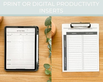 Productivity Planner Inserts | iPad Planner | GoodNotes | Template | Pomodoro Tracker | Eat That Frog | Eisenhower Matrix Template | Kanban