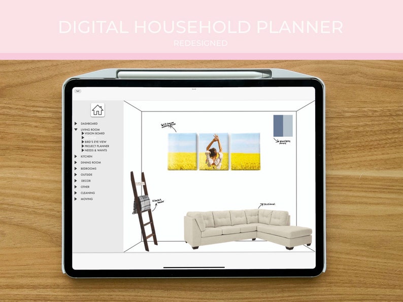 Digital Household Planner Home planner iPad planner GoodNotes ZoomNotes NoteShelf Garden Planner Room Planner House planner image 1