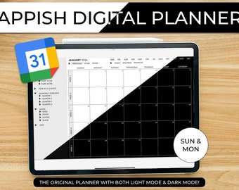 Appish digital planner | 2024 digital planner | landscape planner | dark mode planner | light mode planner | goodnotes | ipad planner