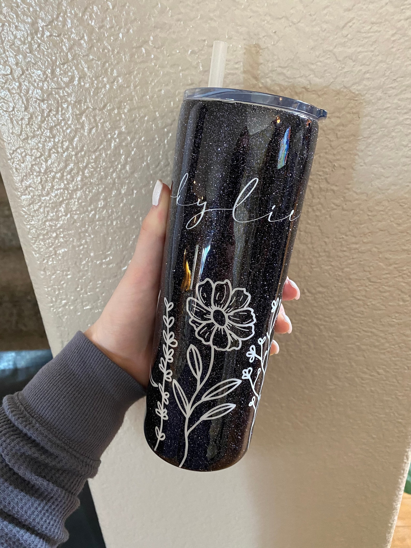 Wildflower Glitter Tumbler / Wildflowers / Epoxy / Flowers / Etsy