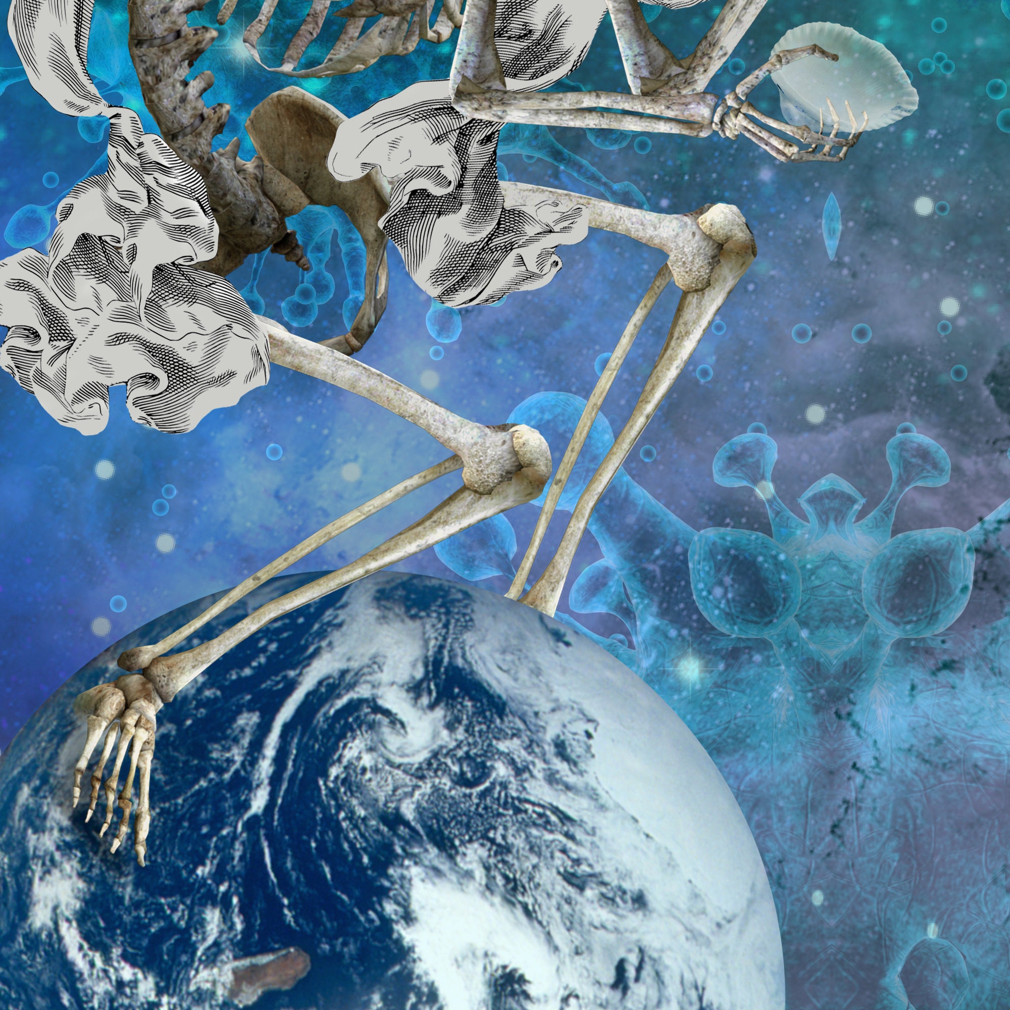 Memento Mori Death Blowing Bubbles Skeleton Death Digital Composite Art