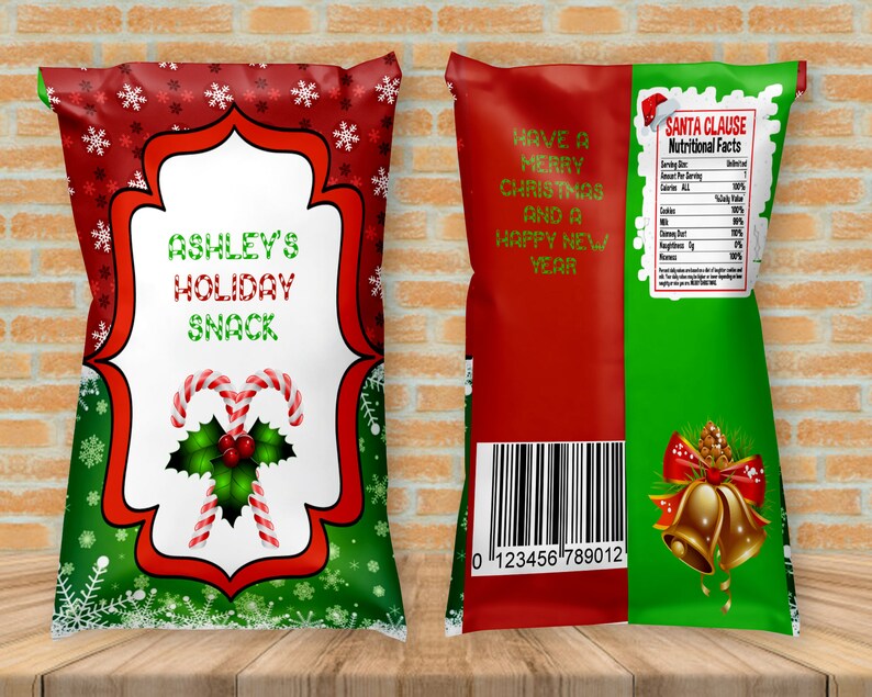 Christmas Chip bag printable Christmas chip bags Christmas Etsy