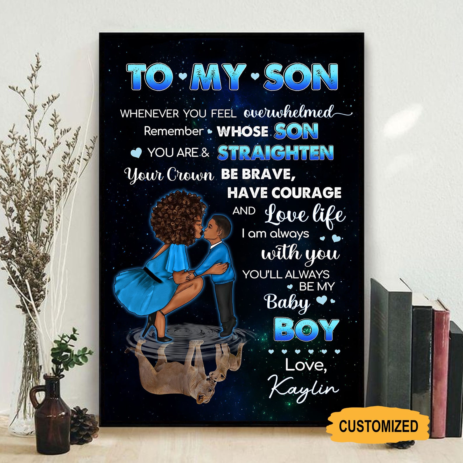 Black Mother & Son Wall Art Black Love and Family Art Black Etsy