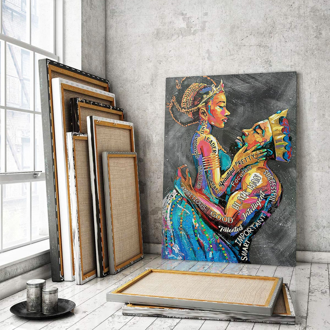 Black Couple Wall Art African American Wall Art Black Queen Etsy