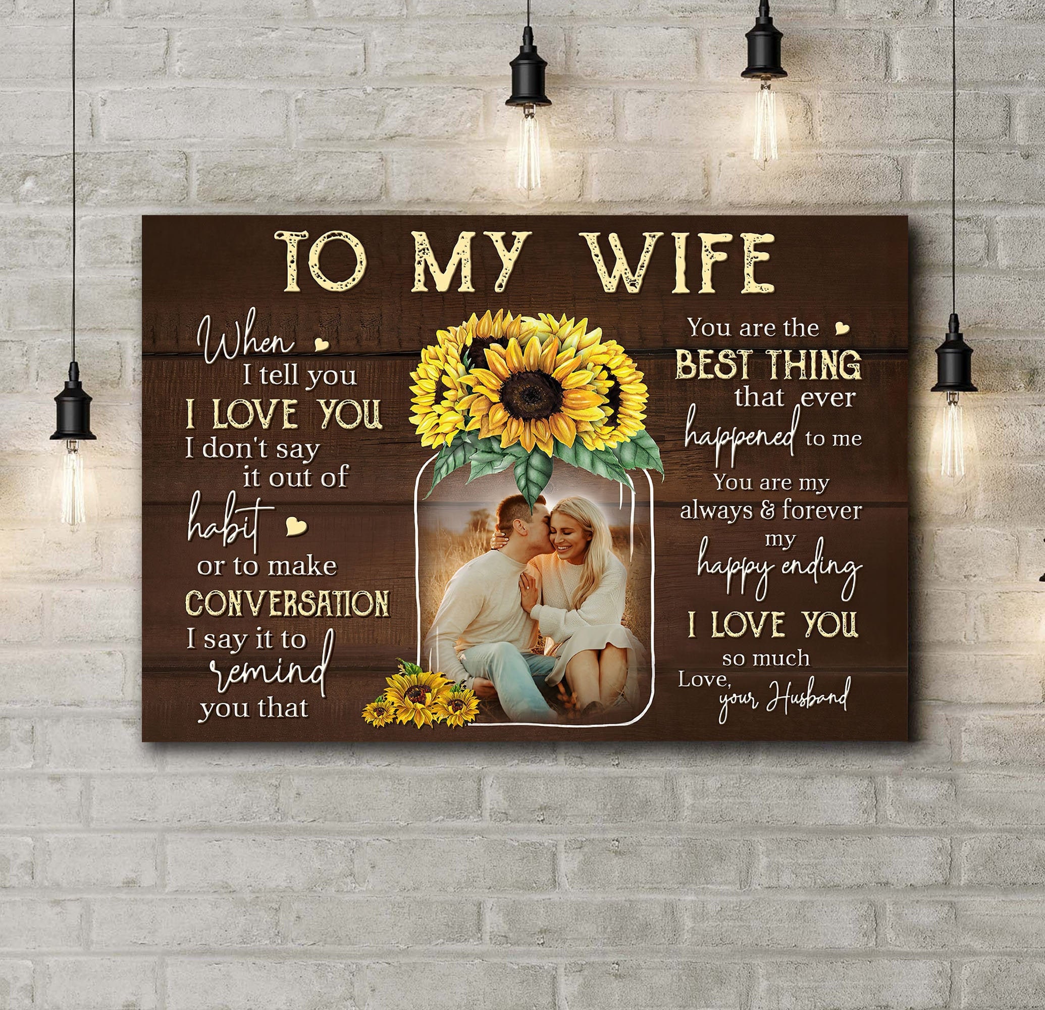 Personalized Couple Photo Wall Art To My Wife Wall Art Etsy