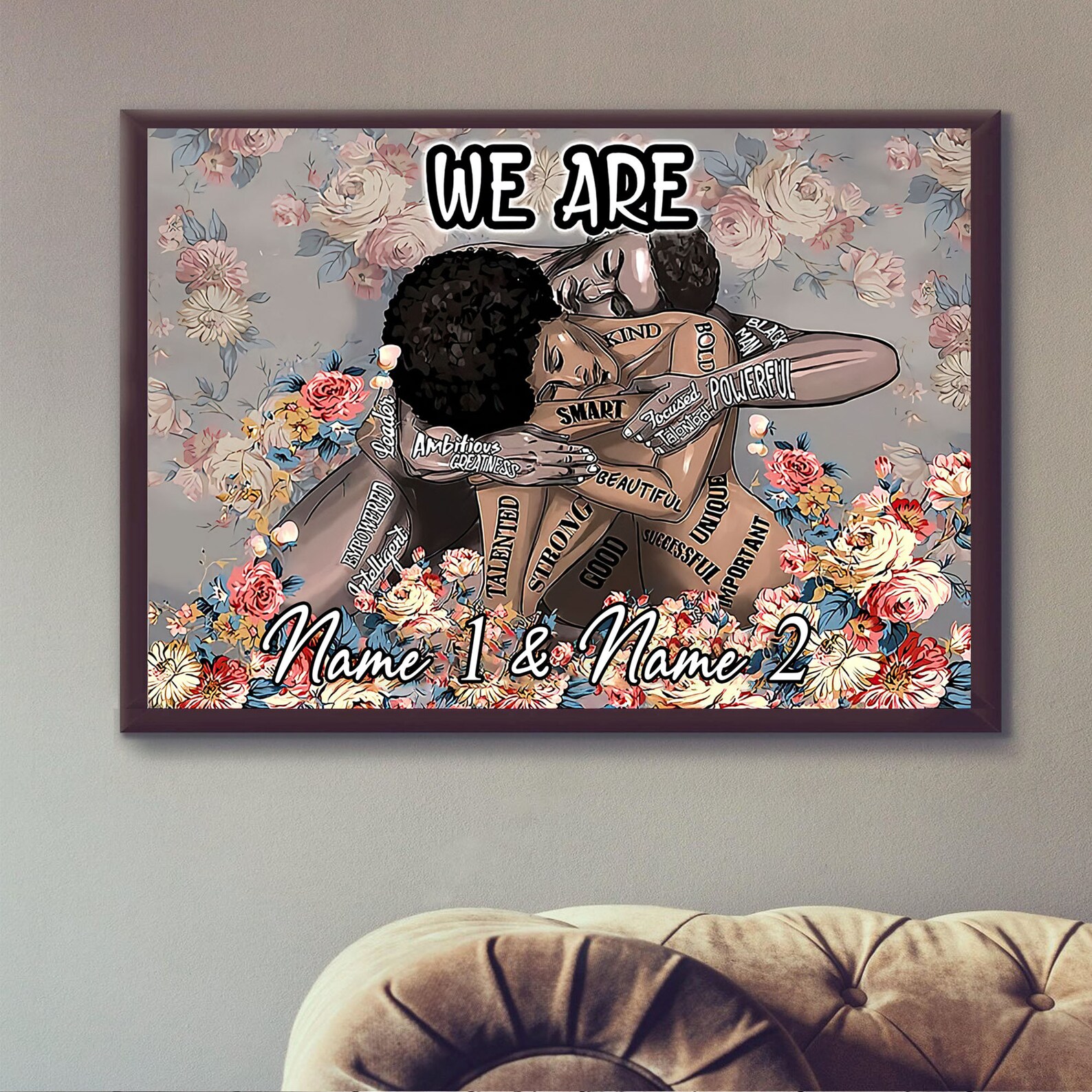 We Are Black Couple Wall Art Customized African American Etsy