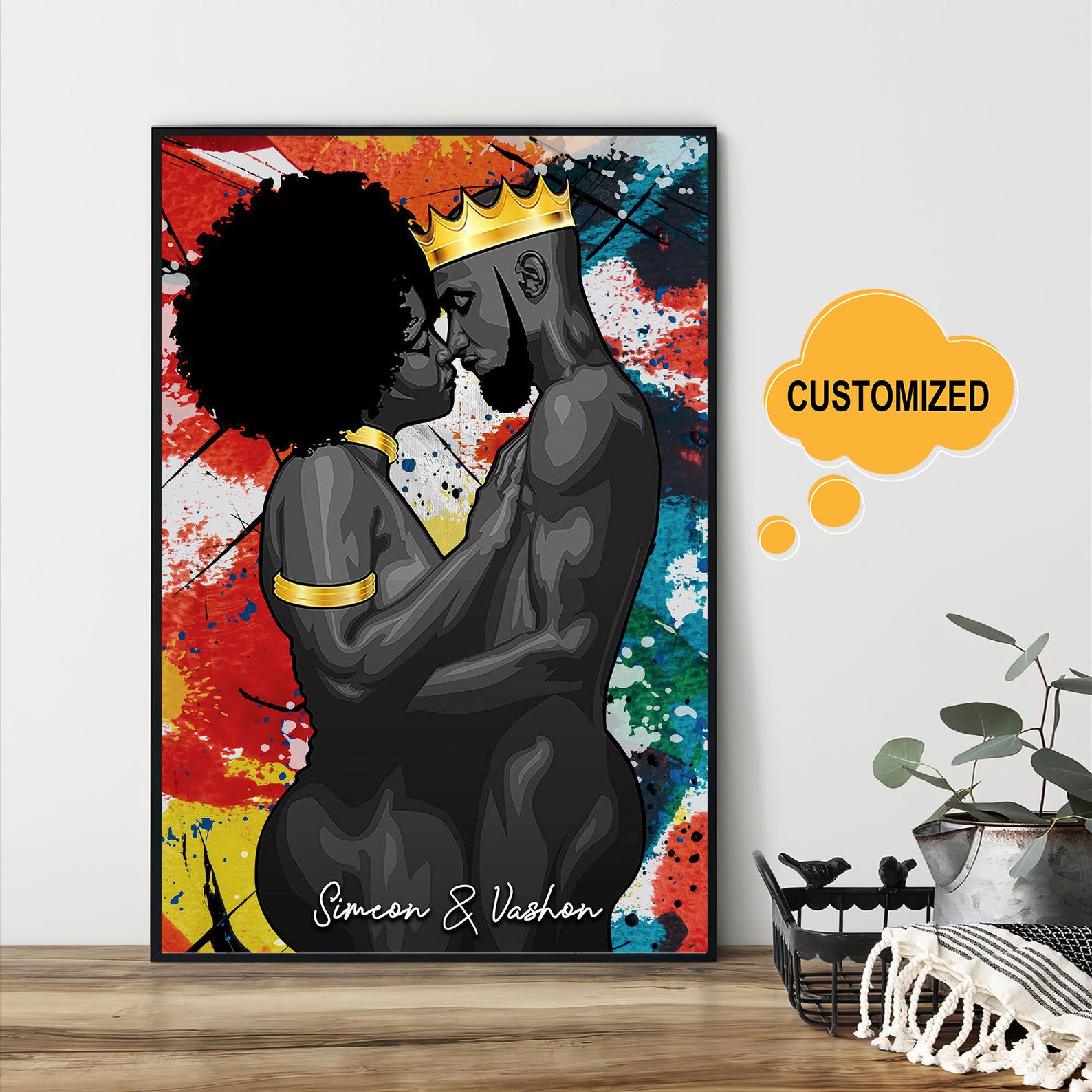 Black King And Queen Wall Art African American Couple Canvas | Etsy