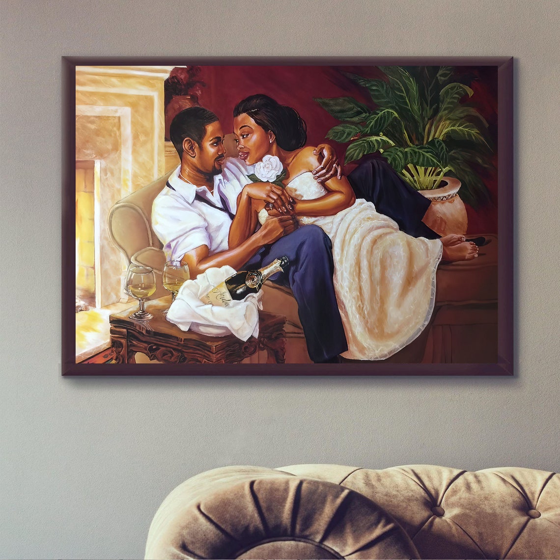 Romantic Black Couple Wall Art Black Love Wall Art African Etsy