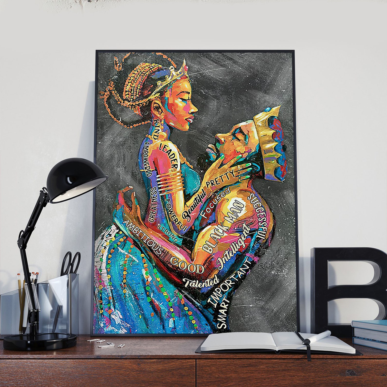 Black Couple Wall Art African American Wall Art Black Queen | Etsy