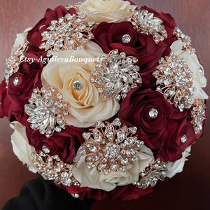 Burgundy Rose Gold Bouquet, Quince Bouquet, Rose Gold Bouquet, Burgundy and Ivory Bridal Bouquet, Champagne and Burgundy quince bouquet