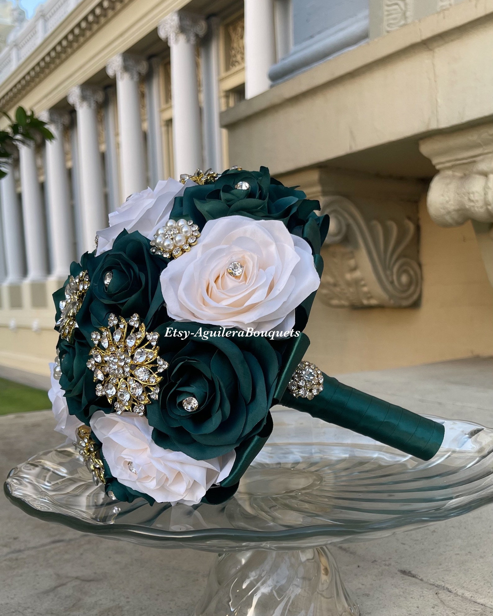 Emerald Green Quinceañera Bouquet Emerald Green Bridal Etsy