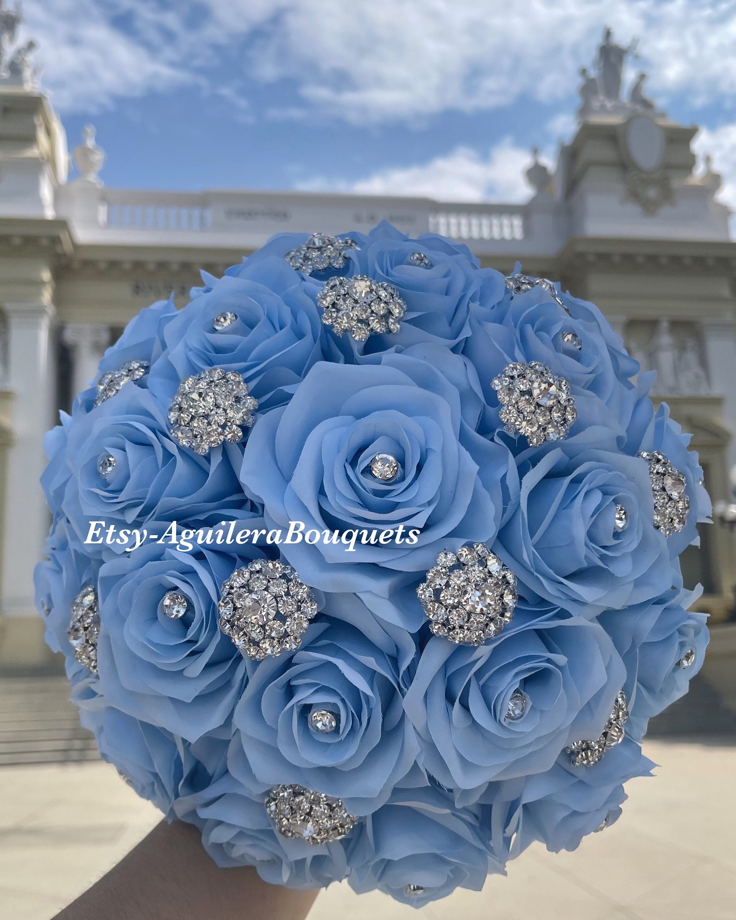 Blue Quinceanera Bouquet Quince Bouquet Bahama Blue Bouquet Etsy
