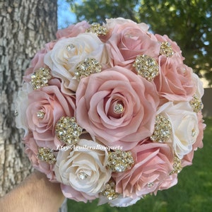 Blush Bouquet, Quinceañera Bouquet, Pink Blush Quince Bouquet, Blush Gold, Blush and Champagne, Blush bridal bouquet Dust Pink, Rose Gold