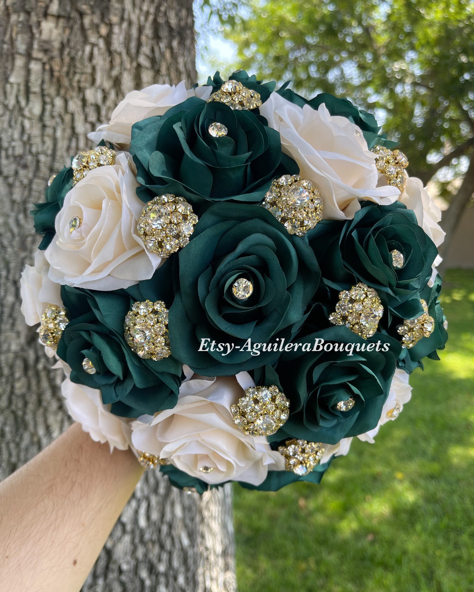 Emerald Green Quinceañera Bouquet, Emerald Bridal Bouquet, Emerald