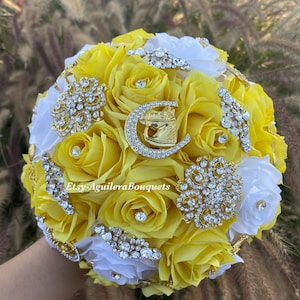 Yellow and White Quinceañera Bouquet, Quince bouquet, Charra Quinceanera, Ramo Charro,Yellow and White Quince Bouquet, Yellow bouquet
