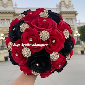 Red and Black Quince Bouquet Red and Black Bouquet Red and Black Bridal Bouquet Black Quince Bouquet Red Bridal Bouquet Red Gold