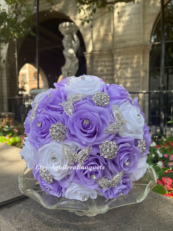 Lilac Quinceañera Bouquet, Butterfly Theme, Lilac Quince Bouquet