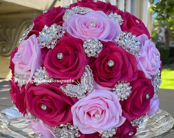Fuchsia Quince Bouquet Light Pink Quince Bouquet Fuchsia Baby Pink Bouquet Fuchsia Bouquet Quince Bouquet Fuchsia Bridal Bouquet