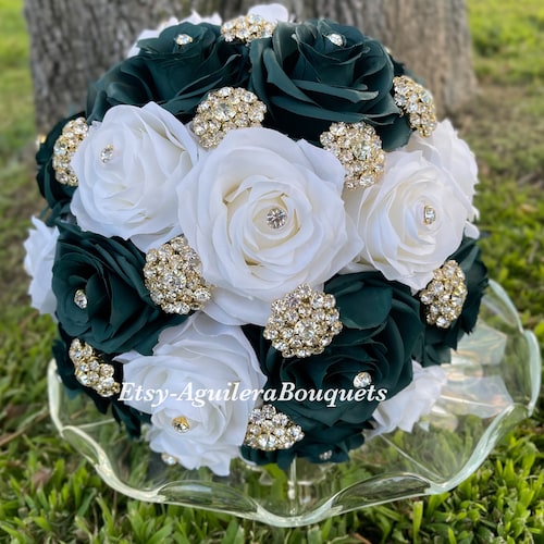 white green and gold bouquet