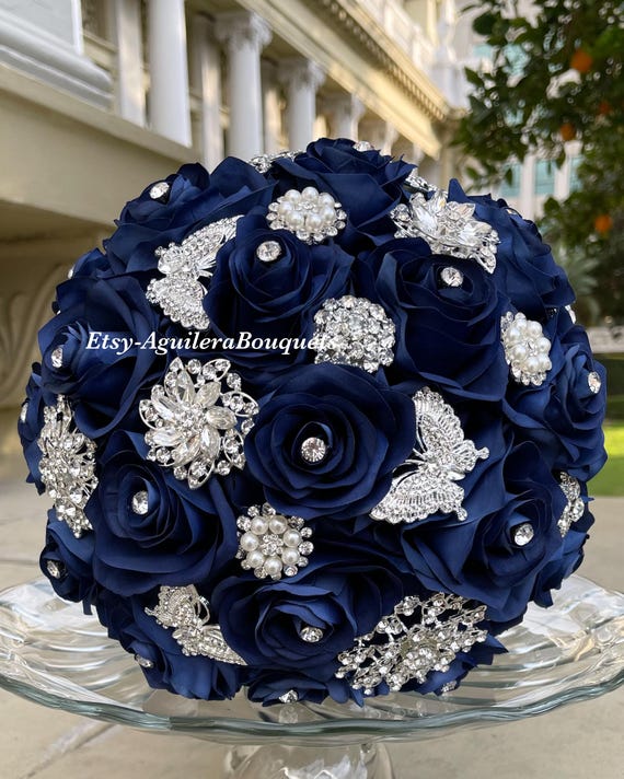 Ramo Azul Marino Ramo de Membrillo Azul Marino Ramo de Novia Azul