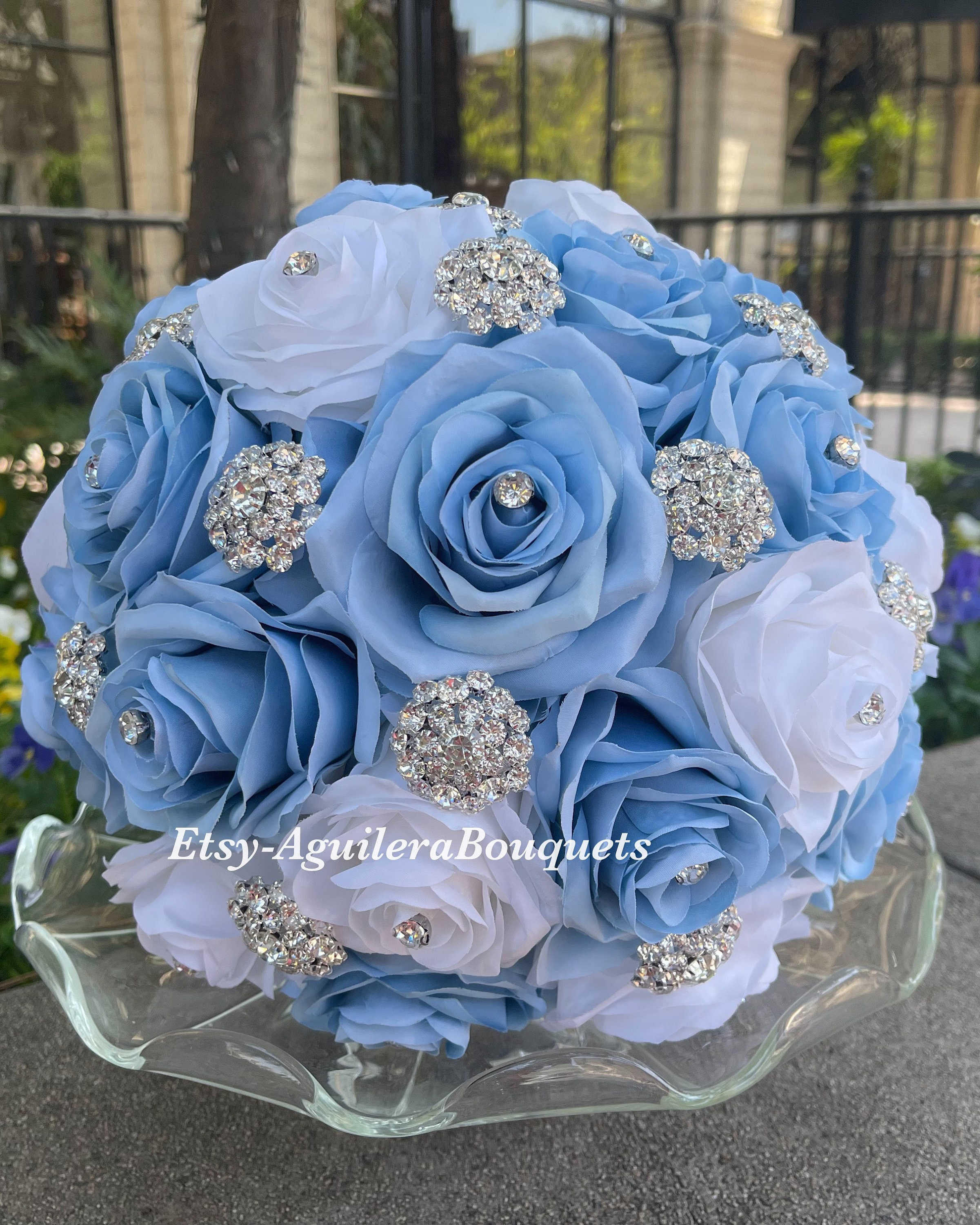 Blue Quinceanera Bouquet, Quince Bouquet, Bahama Blue Bouquet, Bridal