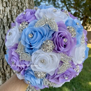 Lilac And Blue Quinceañera Bouquet Butterfly Lilac Blue Quince Bouquet Lilac Baby Blue Bouquet Lilac Bridal Bouquet Periwinkle Bouquet
